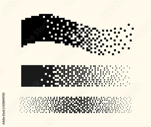 Pixel overlay objects. Monochrome style. Vector design elements on isolated background.