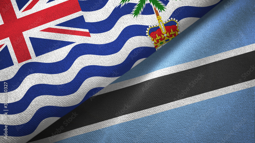 Fototapeta premium British Indian Territory and Botswana two flags textile cloth