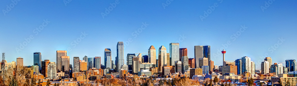 The downtown Calgary skyline in the fall