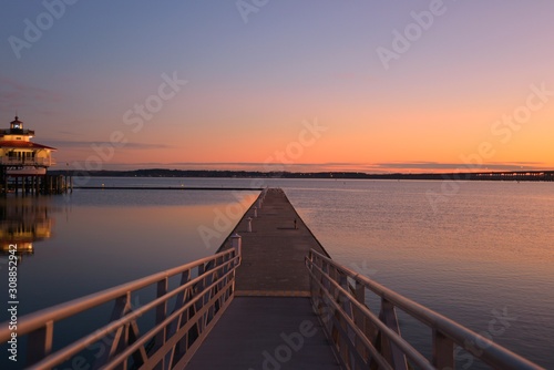 Early morning view of Harbor with Choptank River Lighthouse photo