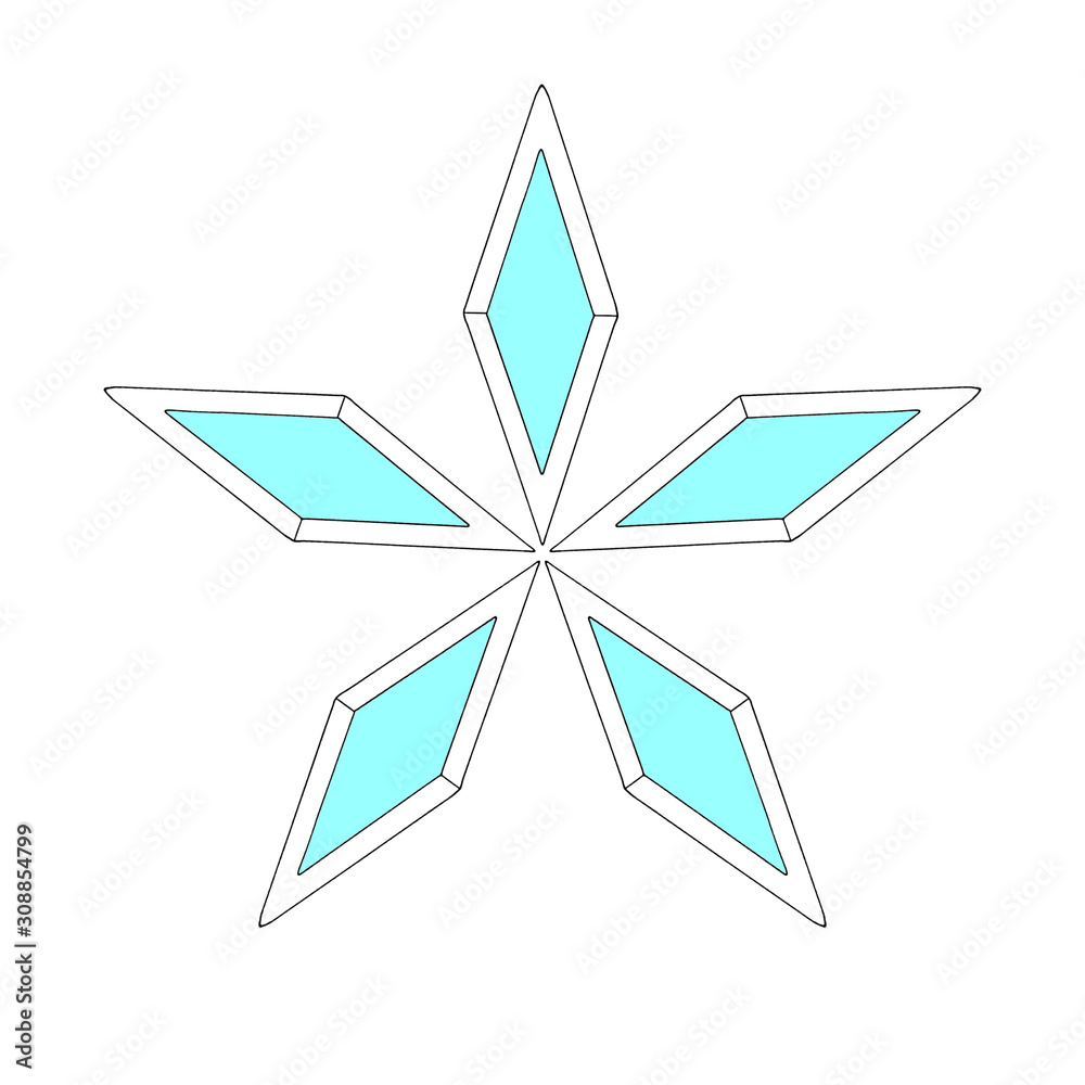 Simple snowflake of crystals, rhombus for your design. Elements of New year, Xmas, winter, frozen nature, ethno, fantasy. Doodle hand drawn outline Simple snowflake of crystals, rhombus for your design. Elements of New year, Xmas, winter, frozen nature, ethno, fantasy. Doodle hand drawn outline