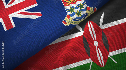 Fototapeta Naklejka Na Ścianę i Meble -  Cayman Islands and Kenya two flags textile cloth, fabric texture