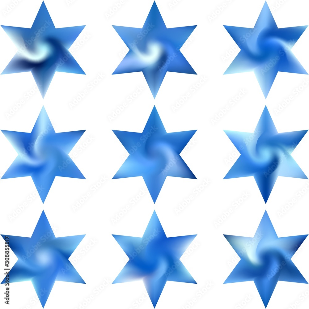 Fototapeta premium Kit of hexagram abstract backgrounds.