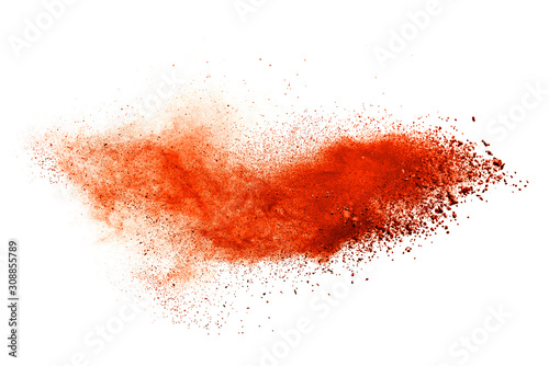 Lush Lava color powder explosion on white background. Colored cloud. Colorful dust explode. Paint Holi. photo