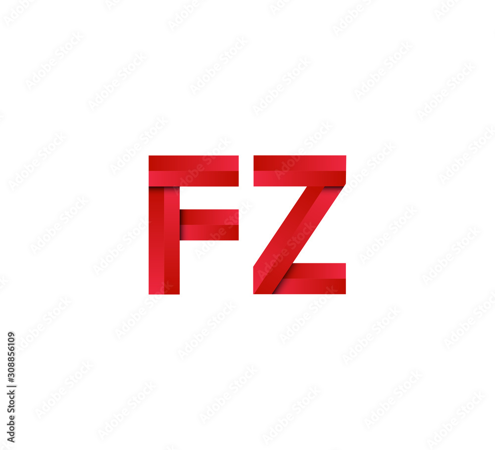 Initial two letter red 3D logo vector FZ Initial two letter red 3D logo vector FZ
