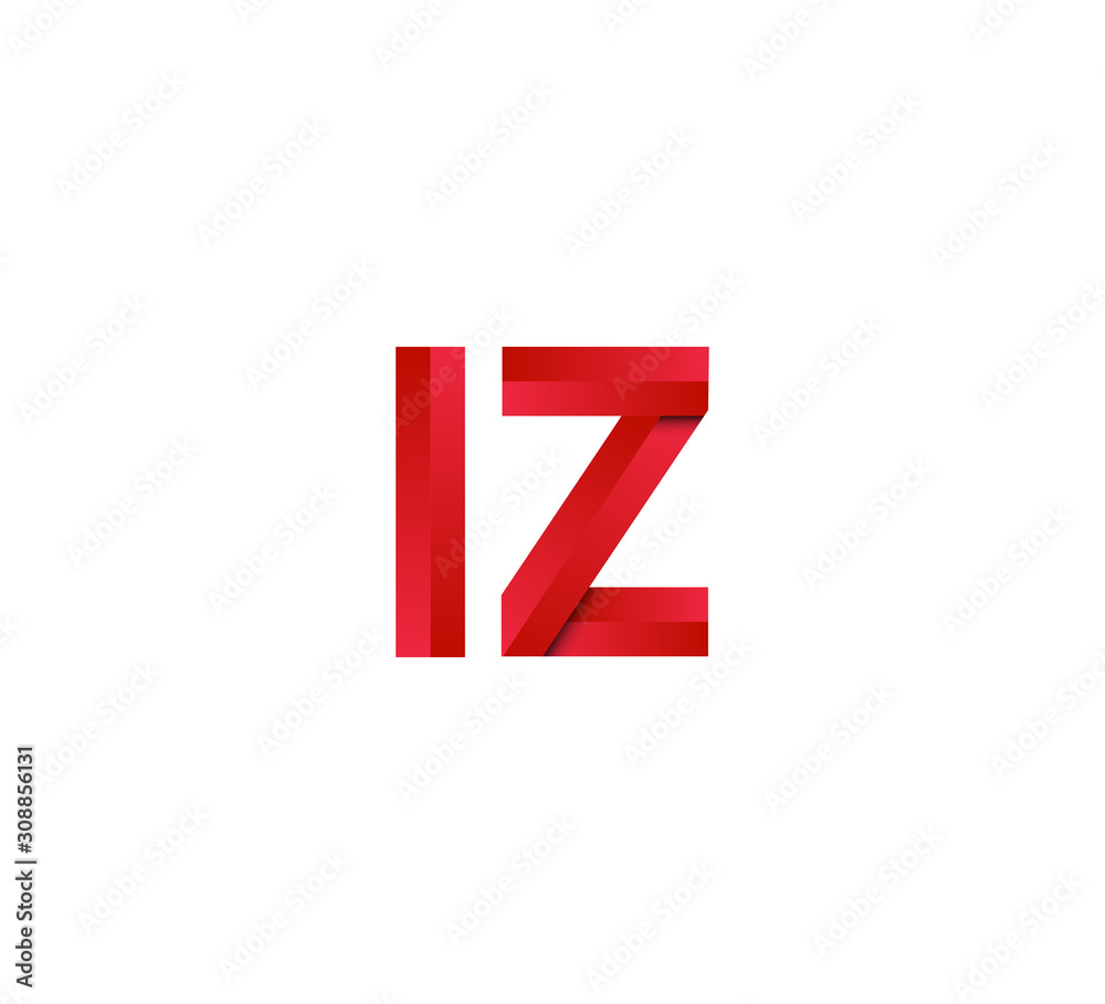 Initial two letter red 3D logo vector IZ Initial two letter red 3D logo vector IZ