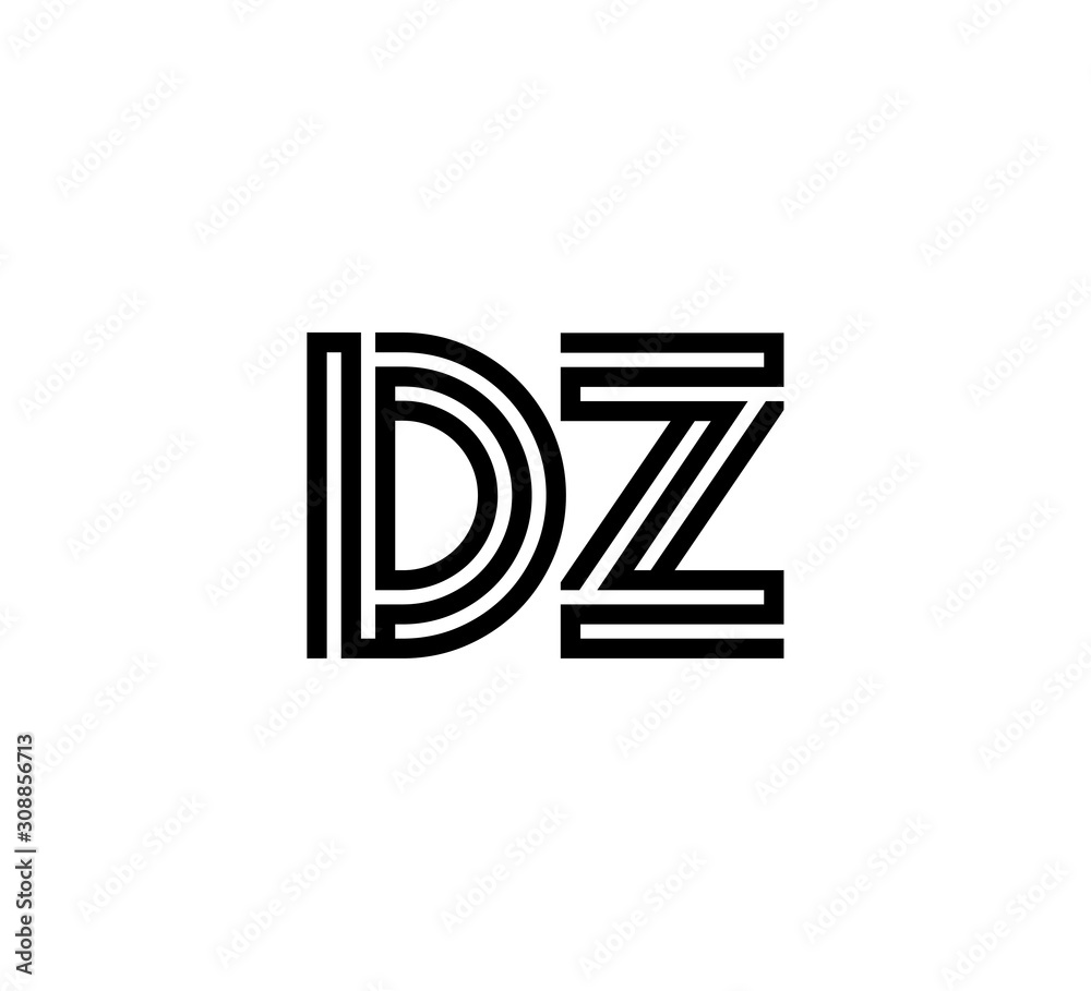 Initial two letter black line shape logo vector DZ Initial two letter black line shape logo vector DZ