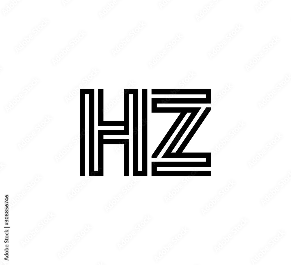 Initial two letter black line shape logo vector HZ Initial two letter black line shape logo vector HZ