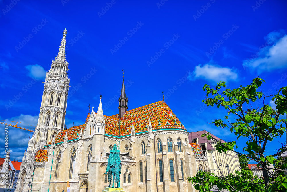 The Church of the Assumption of the Buda Castle, more commonly known as the Matthias Church, located in Budapest, Hungary.