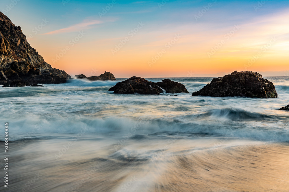 Pfeiffer Beach at Sunset, Big Sur, California, USA