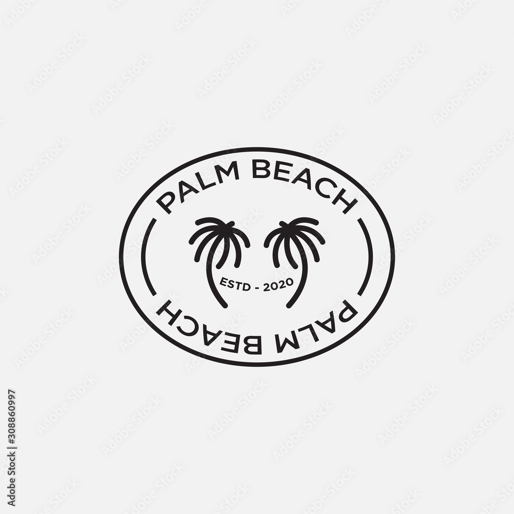 Vector illustration of a palm tree logo and icon. Palm Beach Logo Design Inspiration, logo template. Vector illustration of a palm tree logo and icon. Palm Beach Logo Design Inspiration, logo template.