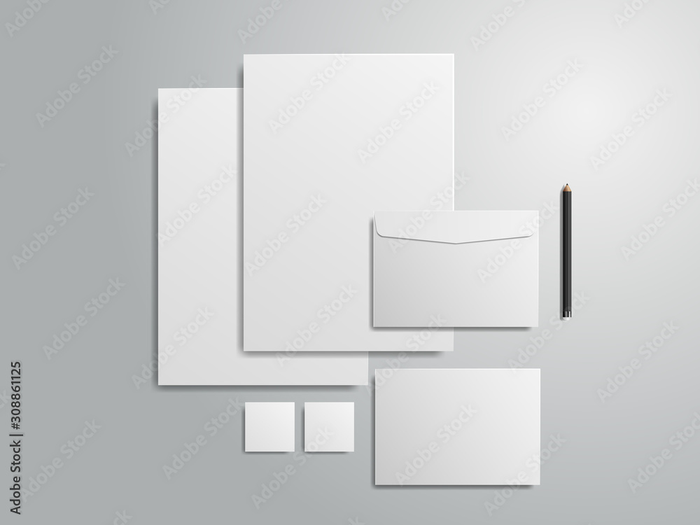 Vector 3d Set of identity for branding on gray background. illustration Vector 3d Set of identity for branding on gray background. illustration