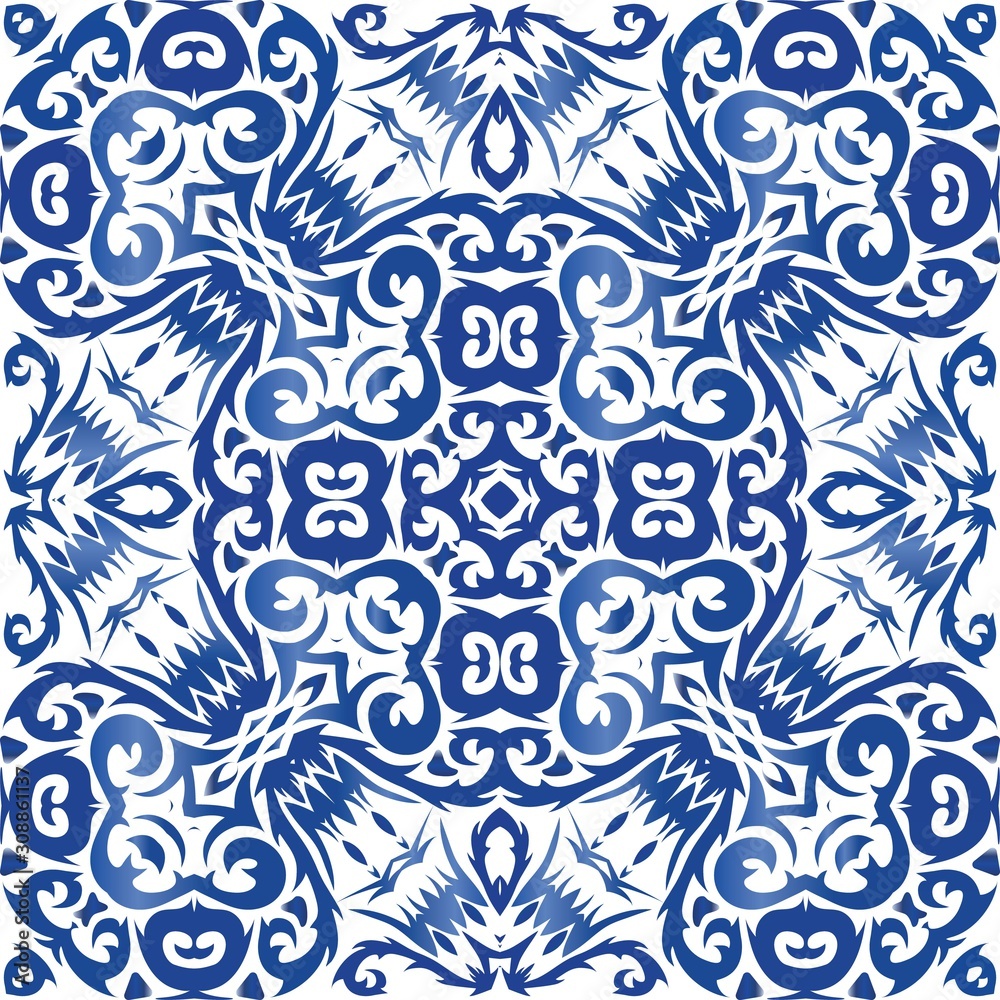 Fototapeta Decorative color ceramic azulejo tiles.