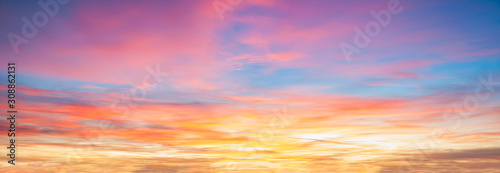 Colorful cloudy sky at sunset background