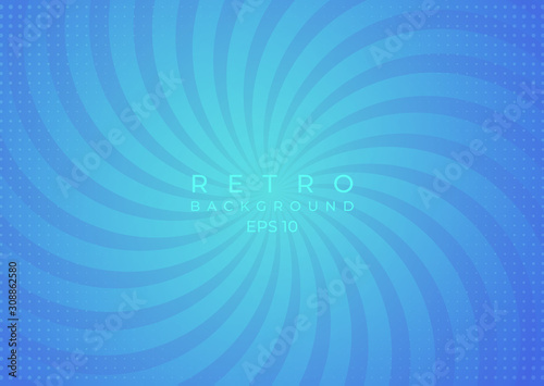 Retro art background vintage rotate circle move design color blue backdrop halftone