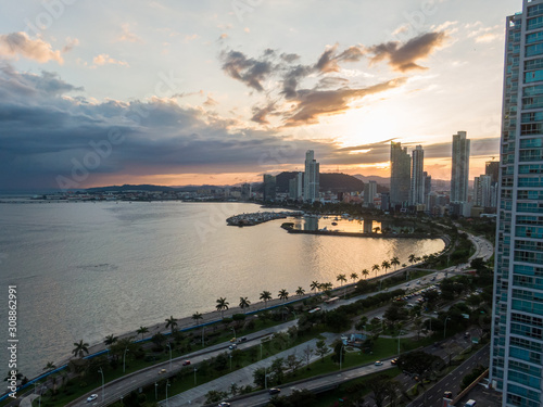 Beautiful aerial view of the City of Panama 