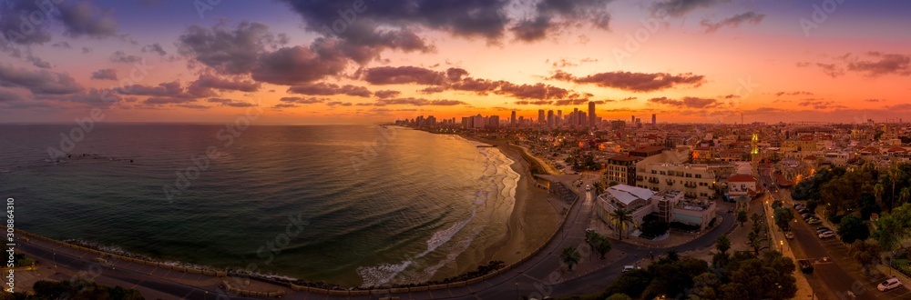 Tel Aviv skyline during sunrise in Israel