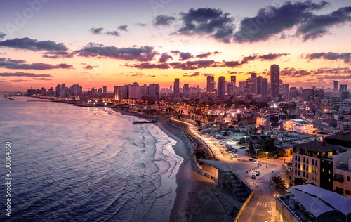Obraz na płótnie Tel Aviv, Ramat Gan, Givatayim aerial view in Israel