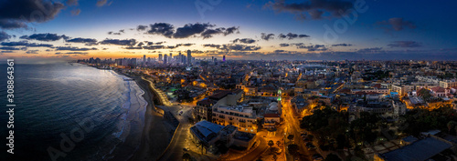 Tel Aviv skyline during dawn in Israel photo