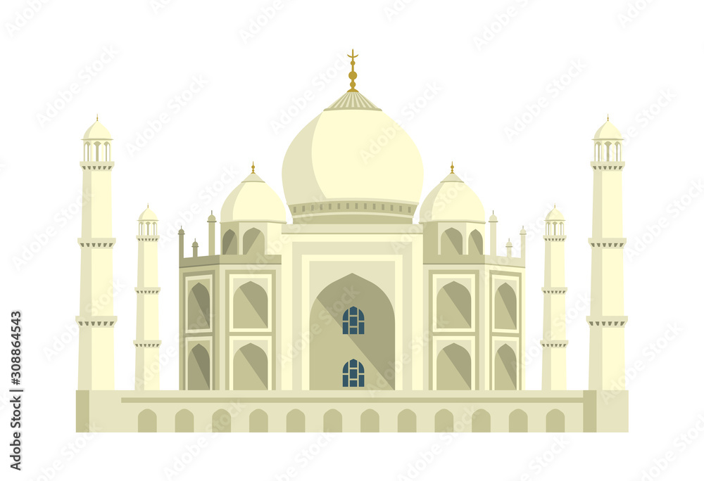 Taj Mahal - India / World famous buildings vector illustration.