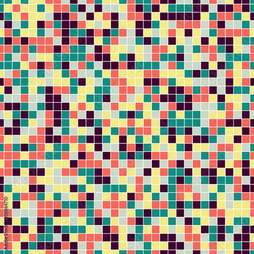Mosaic geometric seamless pattern, texture consisting of colored disjoint squares located on a white background. Graphic design element.