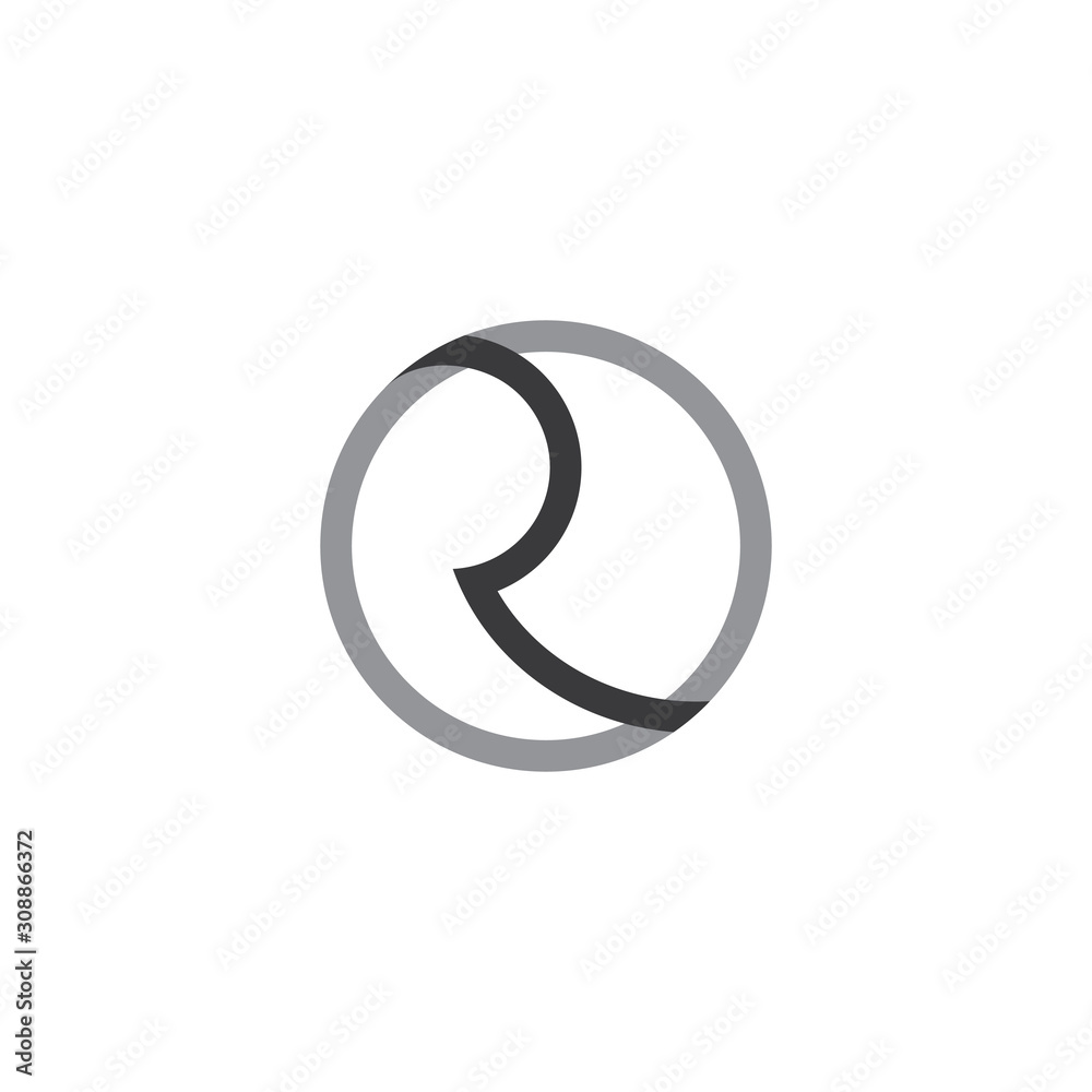 letter r simple circle line logo vector letter r simple circle line logo vector