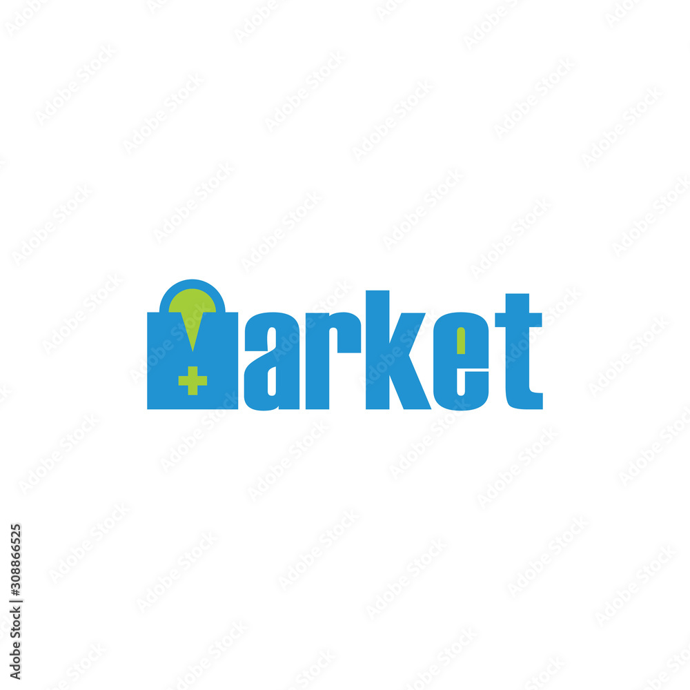 text market plus medical shop bag symbol vector