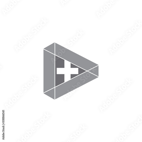 triangle plus medical logo vector