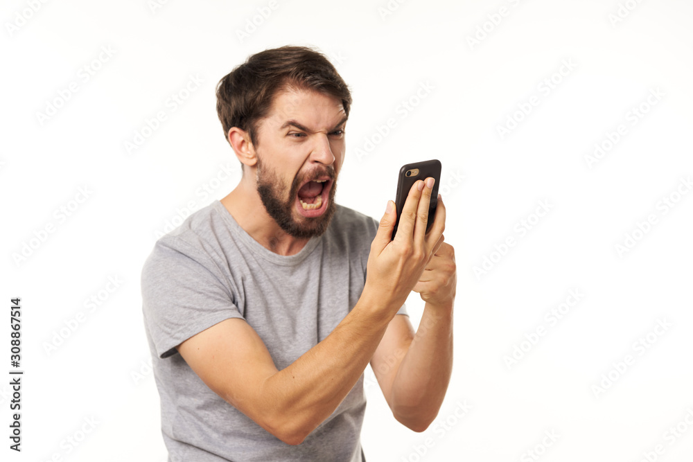 young man with mobile phone young man with mobile phone