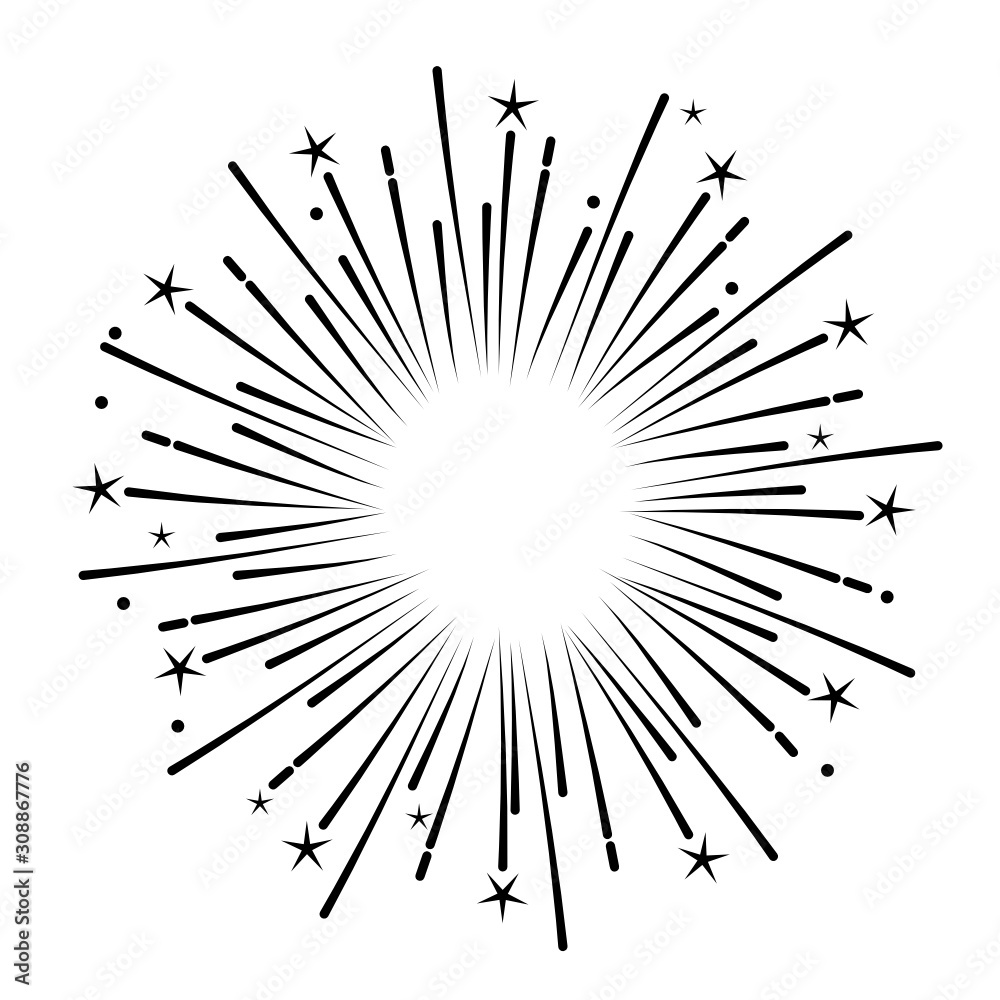 Firework hand drawn on white background. Vector illustration Firework hand drawn on white background. Vector illustration