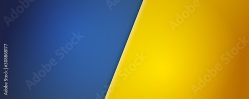 Background with blue and yellow parts for comparison. Halftone dots on two color background, minimal pattern. Vector illustration, EPS10