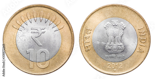 Obraz na płótnie Coin 10 rupee. India. 2012