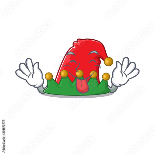 Super cute elf hat cartoon design with Tongue out