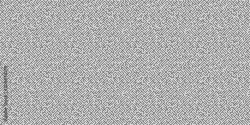 Fototapeta premium Seamless linear maze structure. Abstract labyrinth seamless pattern.
