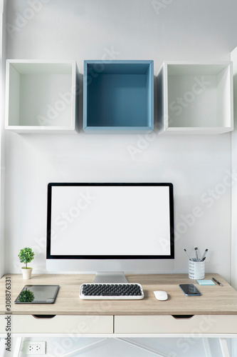 Business office, Work space office desktop in the room.