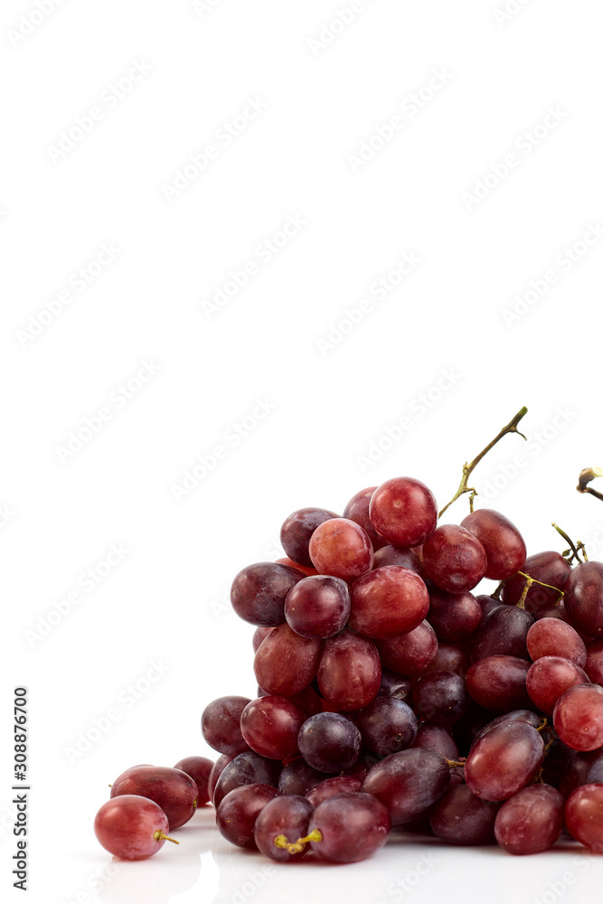 Bunch of fresh ripe juicy grapes on white
