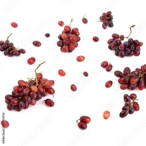 Bunch of fresh ripe juicy grapes on white