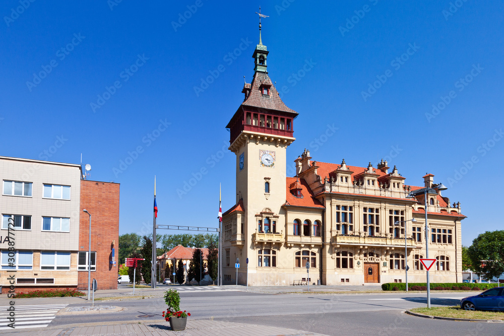 Obraz premium neo-renaissance town hall, Napajedla town, Zlin region, South Moravia, Czech republic