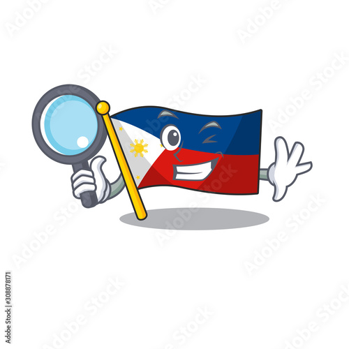 One eye flag philippines Detective cartoon character style
