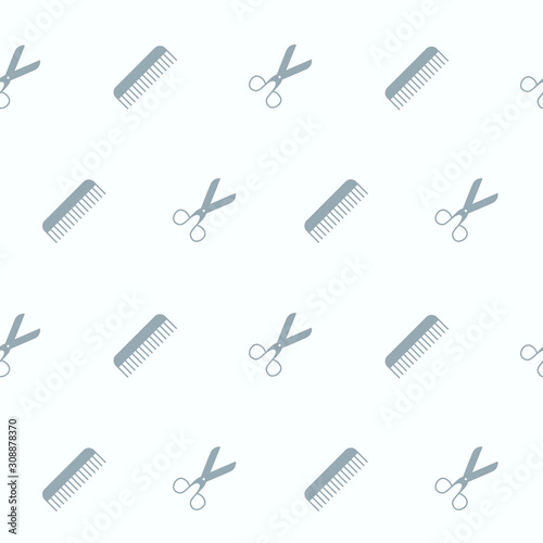Hair Salon background - Vector seamless pattern solid silhouettes of hairdressing and barber shop for graphic design