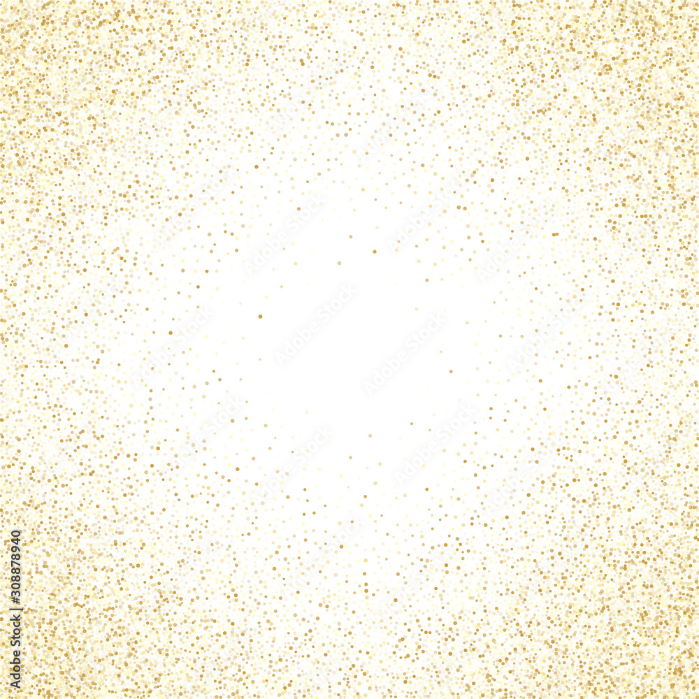 Gold sparkles glitter dust metallic confetti vector frame border background. Gold sparkles glitter dust metallic confetti vector frame border background.