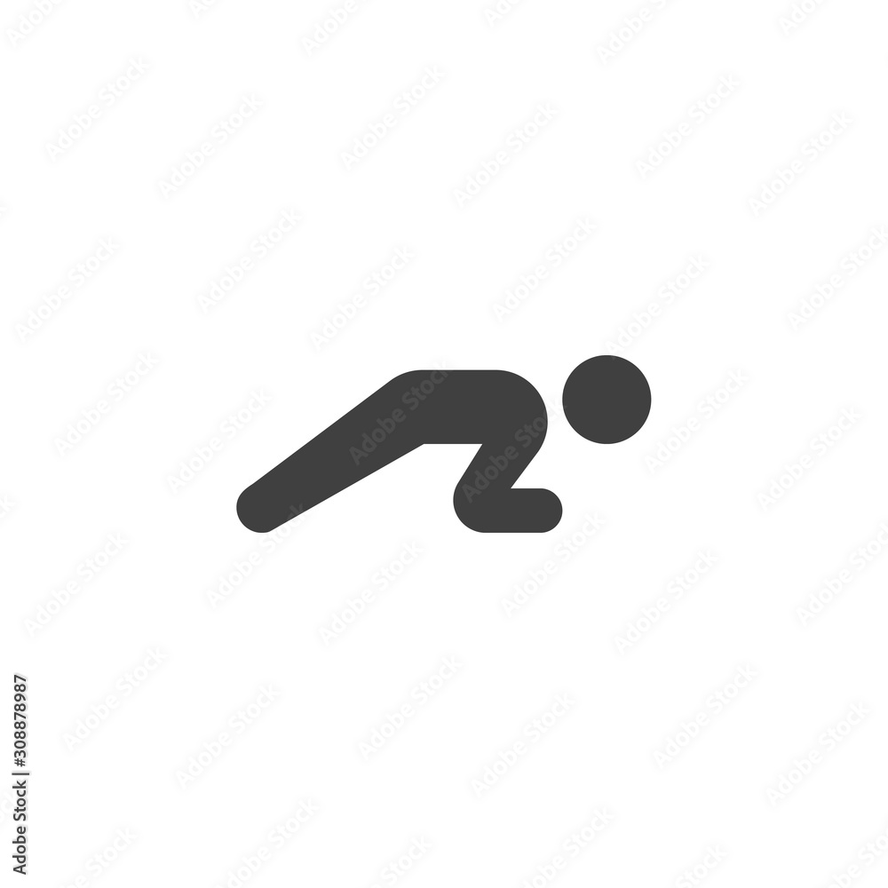 Plank exercise vector icon. filled flat sign for mobile concept and web design. Man planking pose glyph icon. Symbol, logo illustration. Vector graphics Plank exercise vector icon. filled flat sign for mobile concept and web design. Man planking pose glyph icon. Symbol, logo illustration. Vector graphics