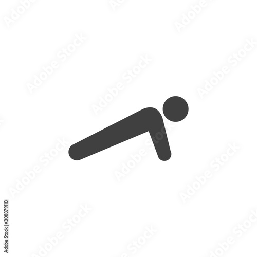 Man doing push up Exercise vector icon. filled flat sign for mobile concept and web design. Push up exercise position glyph icon. Symbol, logo illustration. Vector graphics