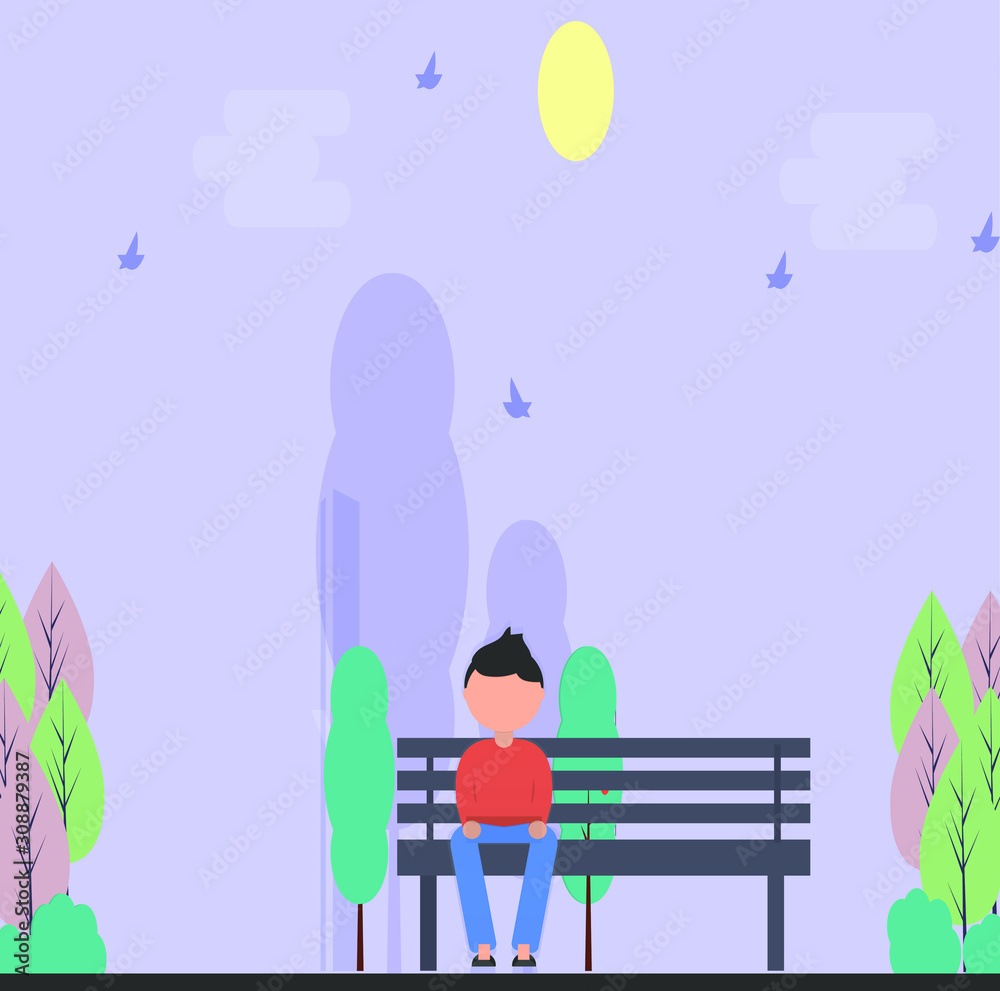 people sitting in chairs and waiting at garden.Colorful vector illustration in modern flat cartoon style. people sitting in chairs and waiting at garden.Colorful vector illustration in modern flat cartoon style.