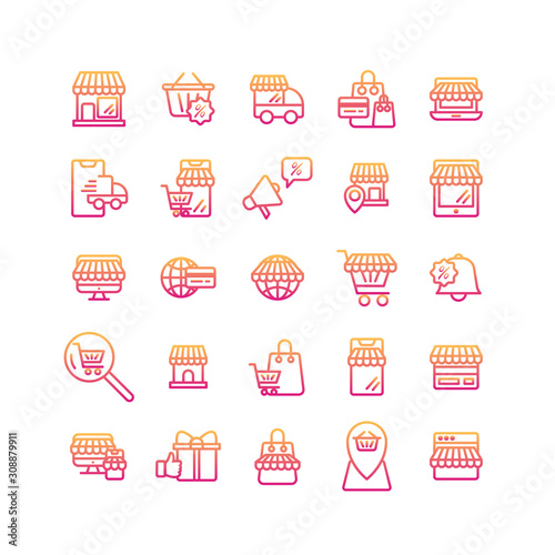 Online Shopping gradient ic...