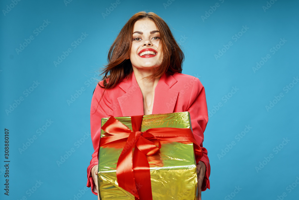 young woman with a gift