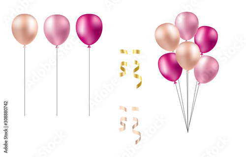 Bunch of balloons in realistic style vector isolated on white background. Isolated balloons  Converted 