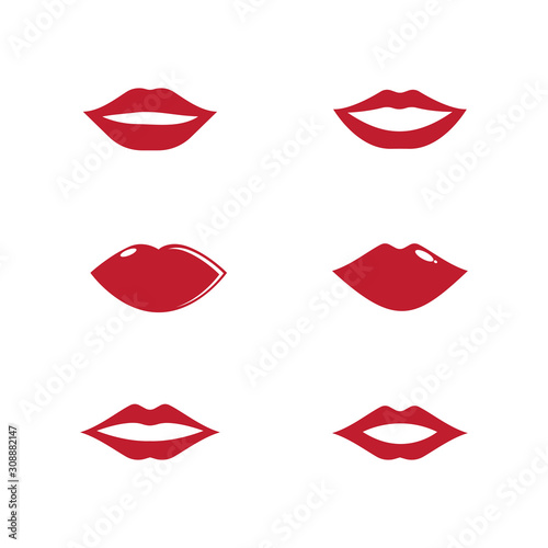 Set of Lips icon cosmetic logo vector