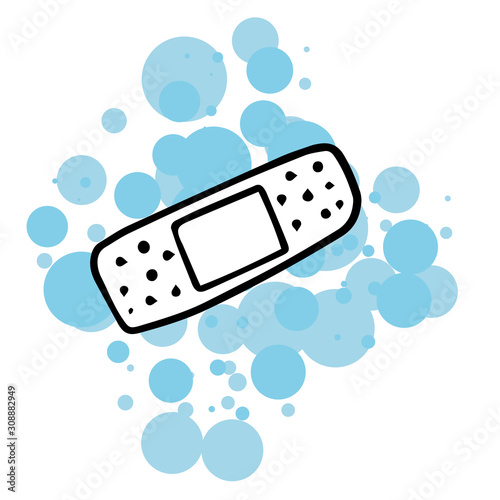  Doodle Sketch Band-Aid. Simple, flat illustration 