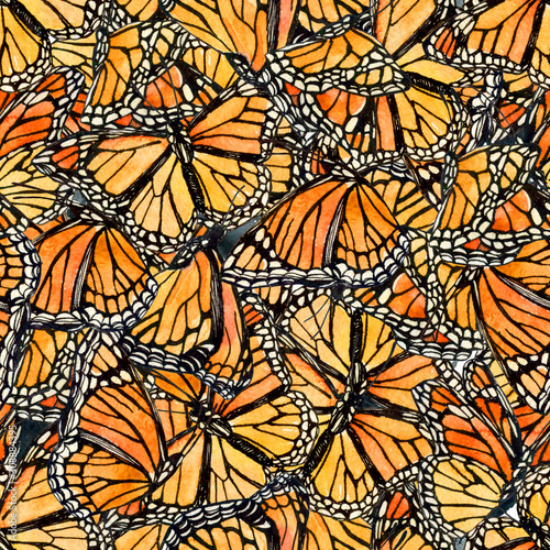 Carta da parati Farfalle - Carta da parati Beautiful watercolor butterflies background. Hand drawn butterfly shapes seamless pattern